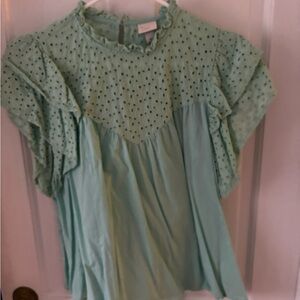 a new day Mint Green Ruffle Dot Yoke Girls' Top